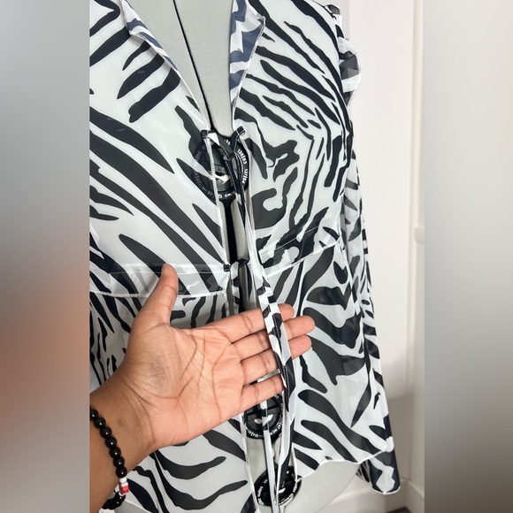 Fashion Nova Zebra Print Sheer Blouse - Picture 7 of 10